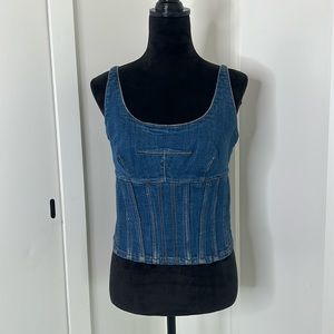 Anthropologie Maeve denim corset back zip top size 8